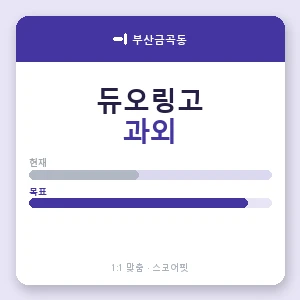 부산금곡동 듀오링고과외 안내 이미지 — 스코어핏 1:1 맞춤 수업, 첫 수업 무료 체험