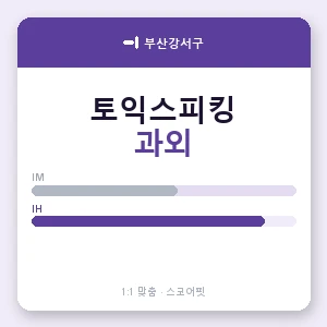 부산강서구 토익스피킹과외 안내 이미지 — 스코어핏 1:1 맞춤 수업, 첫 수업 무료 체험