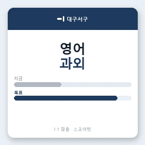 대구서구 영어과외 안내 이미지 — 스코어핏 1:1 맞춤 수업, 첫 수업 무료 체험
