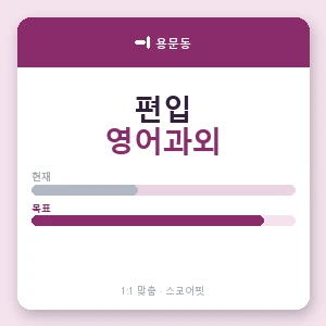 용문동 편입영어과외 안내 이미지 — 스코어핏 1:1 맞춤 수업, 첫 수업 무료 체험