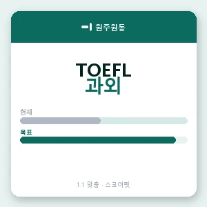 원주원동 토플과외 안내 이미지 — 스코어핏 1:1 맞춤 수업, 첫 수업 무료 체험