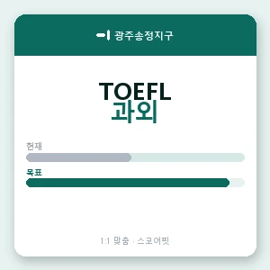 광주송정지구 토플과외 안내 이미지 — 스코어핏 1:1 맞춤 수업, 첫 수업 무료 체험