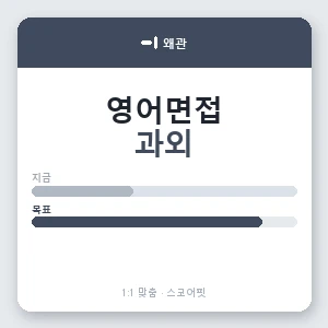 왜관 영어면접과외 안내 이미지 — 스코어핏 1:1 맞춤 수업, 첫 수업 무료 체험