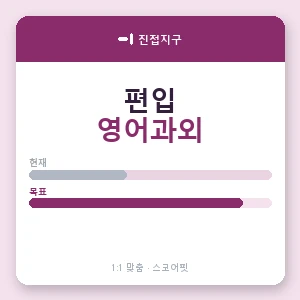 진접지구 편입영어과외 안내 이미지 — 스코어핏 1:1 맞춤 수업, 첫 수업 무료 체험