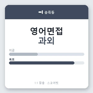송죽동 영어면접과외 안내 이미지 — 스코어핏 1:1 맞춤 수업, 첫 수업 무료 체험