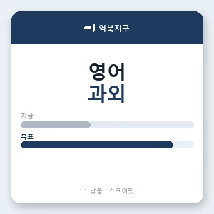 역북지구 영어과외 안내 이미지 — 스코어핏 1:1 맞춤 수업, 첫 수업 무료 체험