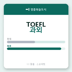 영종하늘도시 토플과외 안내 이미지 — 스코어핏 1:1 맞춤 수업, 첫 수업 무료 체험
