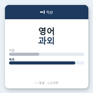 익산 영어과외 안내 이미지 — 스코어핏 1:1 맞춤 수업, 첫 수업 무료 체험