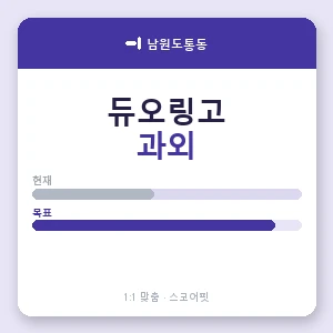 남원도통동 듀오링고과외 안내 이미지 — 스코어핏 1:1 맞춤 수업, 첫 수업 무료 체험
