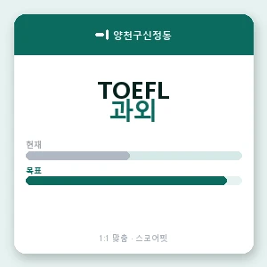 양천구신정동 토플과외 안내 이미지 — 스코어핏 1:1 맞춤 수업, 첫 수업 무료 체험