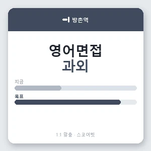 방촌역 영어면접과외 안내 이미지 — 스코어핏 1:1 맞춤 수업, 첫 수업 무료 체험