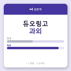 강촌역 듀오링고과외 안내 이미지 — 스코어핏 1:1 맞춤 수업, 첫 수업 무료 체험