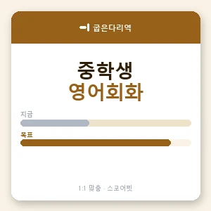 굽은다리역 중학생영어회화 안내 이미지 — 스코어핏 1:1 맞춤 수업, 첫 수업 무료 체험