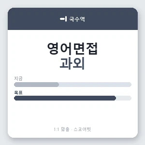 국수역 영어면접과외 안내 이미지 — 스코어핏 1:1 맞춤 수업, 첫 수업 무료 체험