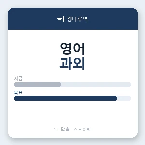 광나루역 영어과외 안내 이미지 — 스코어핏 1:1 맞춤 수업, 첫 수업 무료 체험