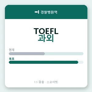 경찰병원역 토플과외 안내 이미지 — 스코어핏 1:1 맞춤 수업, 첫 수업 무료 체험