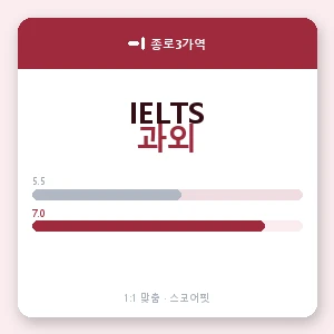 종로3가역 아이엘츠과외 안내 이미지 — 스코어핏 1:1 맞춤 수업, 첫 수업 무료 체험
