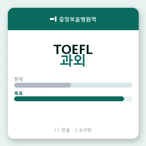 중앙보훈병원역 토플과외 안내 이미지 — 스코어핏 1:1 맞춤 수업, 첫 수업 무료 체험