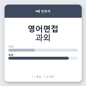 면목역 영어면접과외 안내 이미지 — 스코어핏 1:1 맞춤 수업, 첫 수업 무료 체험