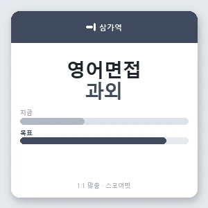 삼가역 영어면접과외 안내 이미지 — 스코어핏 1:1 맞춤 수업, 첫 수업 무료 체험