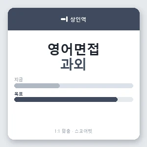 상인역 영어면접과외 안내 이미지 — 스코어핏 1:1 맞춤 수업, 첫 수업 무료 체험