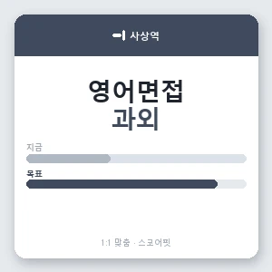 사상역 영어면접과외 안내 이미지 — 스코어핏 1:1 맞춤 수업, 첫 수업 무료 체험