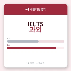 세종대왕릉역 아이엘츠과외 안내 이미지 — 스코어핏 1:1 맞춤 수업, 첫 수업 무료 체험