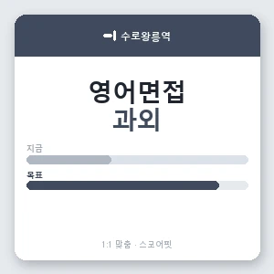수로왕릉역 영어면접과외 안내 이미지 — 스코어핏 1:1 맞춤 수업, 첫 수업 무료 체험