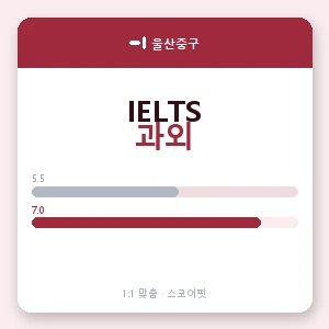 울산중구 아이엘츠과외 안내 이미지 — 스코어핏 1:1 맞춤 수업, 첫 수업 무료 체험